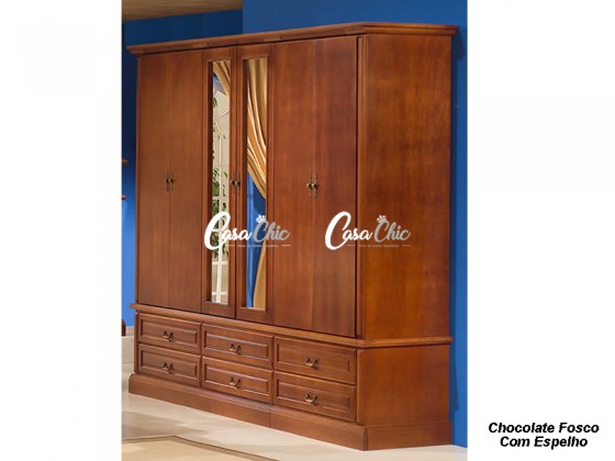 Guarda Roupa Armario Roupeiro Domus Hacienda 5012-5032 Espelhado 06 Portas 2.91 m